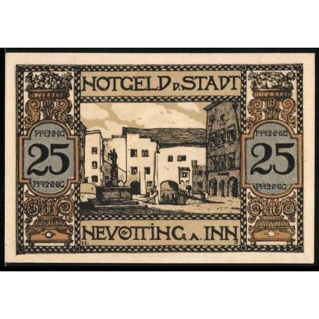 Notgeld Neuotting A. Inn 1921 25 Place Pfennig avec monument