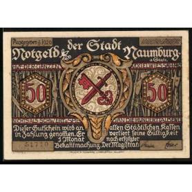 Notgeld Naumburg 1920 50 Pfennig Epee Et Cle Croisee Personnes Tourmentees Par La Faim Et La Soif