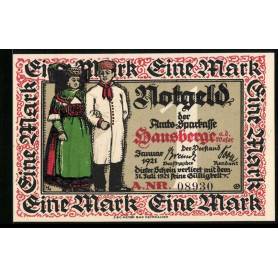 Notgeld Montagnes locales A D Weser 1921 1 Mark Jakobsberg pres de Porta Westfalica