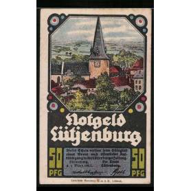 Notgeld Lutjenburg 1921 50 Pfennig vue avec eglise mairie maison a colombages