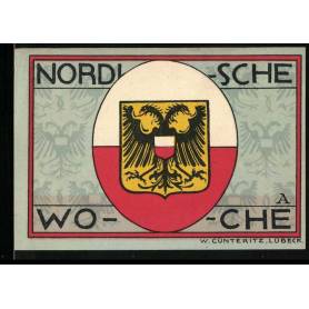 Notgeld Lubeck 50 Pfennig Nordic Week Sample Show 1921 Armoiries de la ville de Lubeck