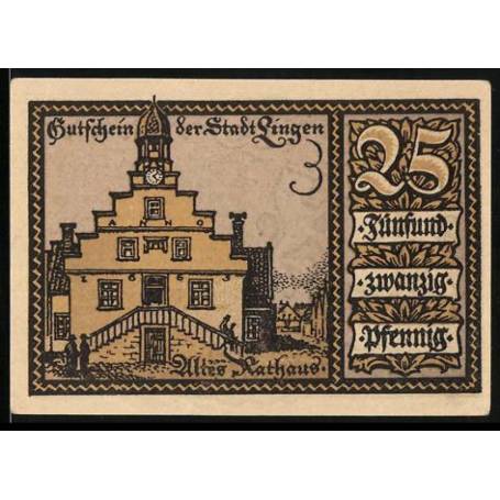 Notgeld Lingen 1921 25 Pfennig Ancien hotel de ville et armoiries