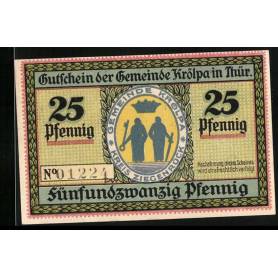 Notgeld Krolpa I Th 1921 25 Pfennig Armoiries Arbres fruitiers devant un portail