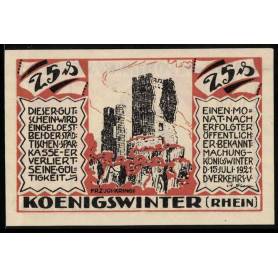 Notgeld Konigswinter / Rhin 1921 25 ruines du chateau de Pfennig et Kath Walpottin V Bassenheim Burgravine de Drachenfels