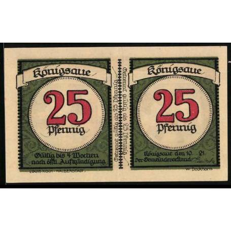 Notgeld Konigsaue 1921 50 Pfennig Enfants dans le pre Billet divisible