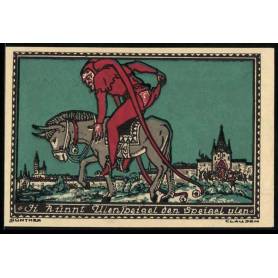 Notgeld Kneitlingen 1921 1 Mark Ji Kunnt Ulenspeigel Den Speigel Ulen