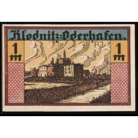 Notgeld Klodnitz-Oderhafen 1921 1 Mark vue partielle et armoiries