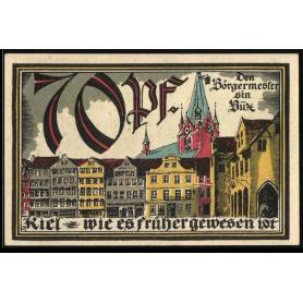 Notgeld Kiel 1921 70 Pfennig Semaine d'automne de l'art et de la science L'hotel de ville du vieux Kiel