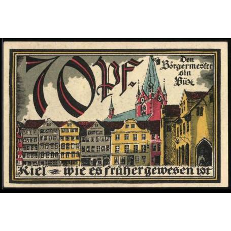 Notgeld Kiel 1921 70 Pfennig Semaine d'automne de l'art et de la science L'hotel de ville du vieux Kiel