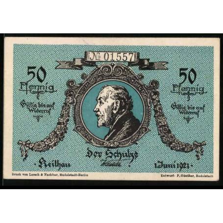 Notgeld Keilhau I Th 1921 50 Pfennig Frobe Langenthal Barop Middendorf et le Schulze en bleu