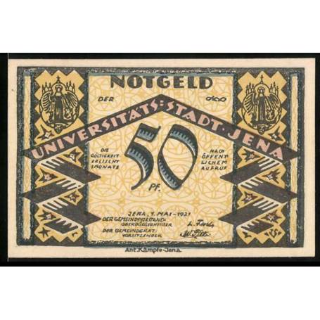 Notgeld Jena 1921 50 Pfennig Vue Sur La Ville Avec Eglise