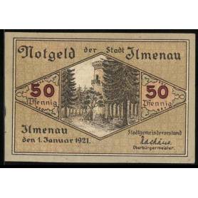 Notgeld Ilmenau 1921 Tour 50 Pfennig sur les armoiries de Kickelhahn