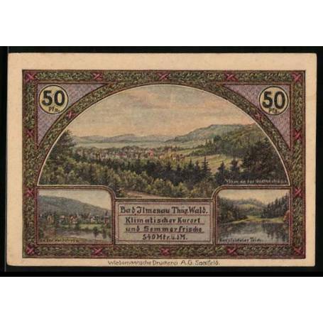 Notgeld Ilmenau 1921 50 villas Pfennig sur le terrain de sports d'hiver de la Goethestrasse