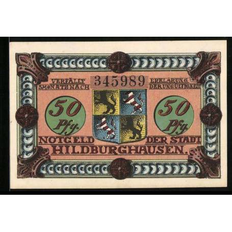 Notgeld Hildburghausen 1921 50 Pfennig Vieille Femme avec des marchandises sur le dos