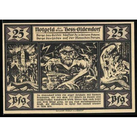 Notgeld Hess-Oldendorf 1921 25 Pfennig Vue de la ville en 1633 Le Baxmann