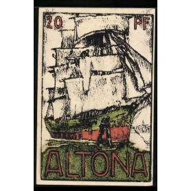 Notgeld Hambourg-Altona 1921 voilier 20 Pfennig et armoiries