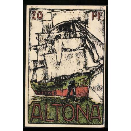 Notgeld Hambourg-Altona 1921 voilier 20 Pfennig et armoiries