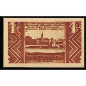 Notgeld Gross-Wirschleben 1921 1 Mark Vue sur la ville avec eglise