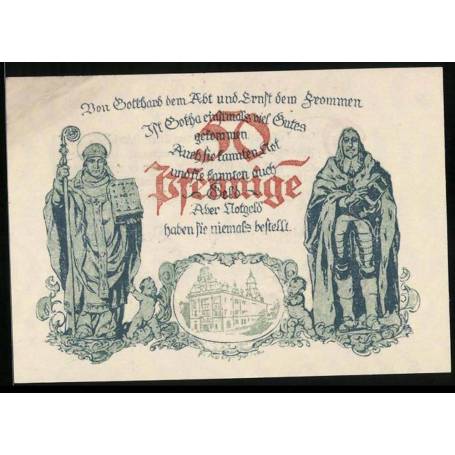 Notgeld Gotha 1921 50 Pfennig Gotthard l'Abbe et Ernst le Pieux