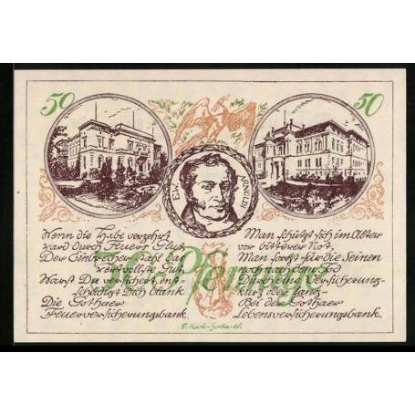 Notgeld Gotha 1921 50 Pfennig EW Arnoldi banque d'assurance incendie et banque d'assurance vie