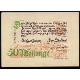 Notgeld Gotha 1921 50 Pfennig Banques d'assurance vie et incendie