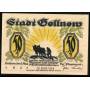 Notgeld Gollnow 1921 50 Pfennig Wolf s'enfuit du fermier hussard sur le terrain