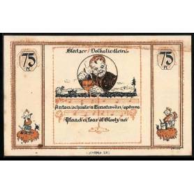 Notgeld Glatz 1921 75 Pfennig Glatzer Chanson Folklorique Homme Avec Seau Et Pipe