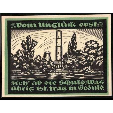 Notgeld Genthin 1921 1 Mark vue depuis la tour