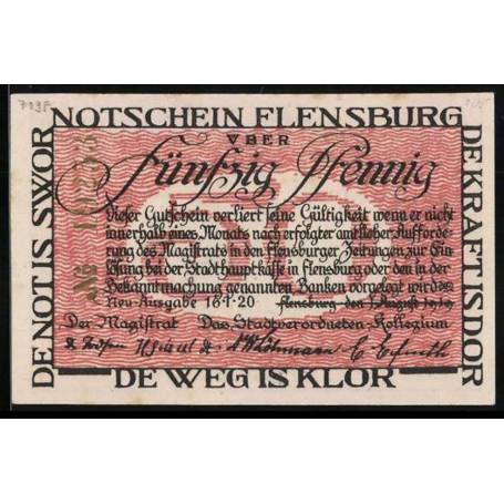 Notgeld Flensburg 1920 50 Pfennig Famille Danoise En Route Pour L'Allemagne