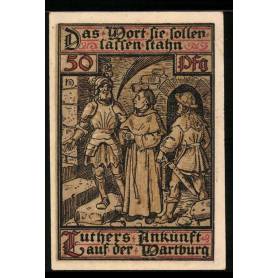 Notgeld Eisenach 50 Pfennig Luther arrive a la Wartburg