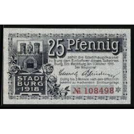 Notgeld Chateau 1918 25 Pfennig Armoiries Quartier de la rue avec l'hotel de ville