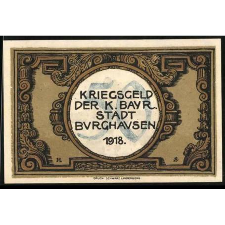 Notgeld Burghausen 1918 50 Jeu De Rue Pfennig Dans La Ville