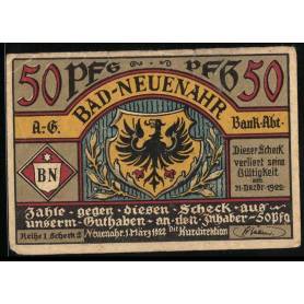 Notgeld Bad-Neuenahr 1922 50 Pfennig armoiries