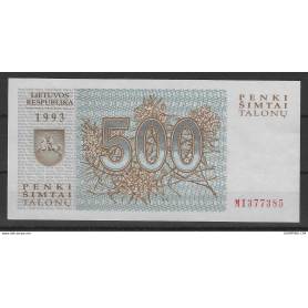 Lituanie - Billet de 500 Talonu - Neuf - 1993 - Loups