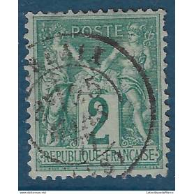 France Yvert No 74 Oblitere 2 cts Sage type II