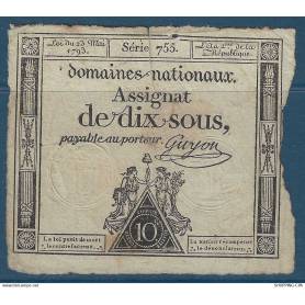 Assignat de 10 sous - Série 755