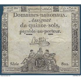 Assignat de 15 sols - Série 802