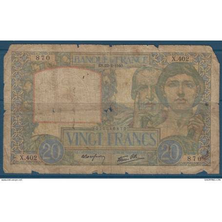 Billet de 20 francs Science et Travail - 22-2-1940