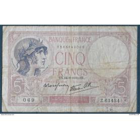 Billet de 5 francs Violet - 24-8-1939