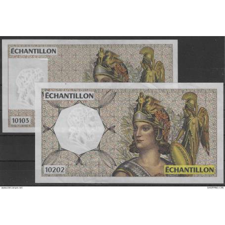 Lot de 2 billets échantillon - 100 et 200 francs