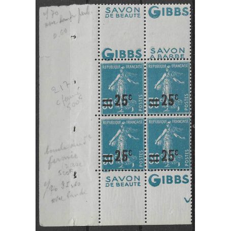 Variété N° 217d x 2 + 217e + 217b - Neuf sans charnière