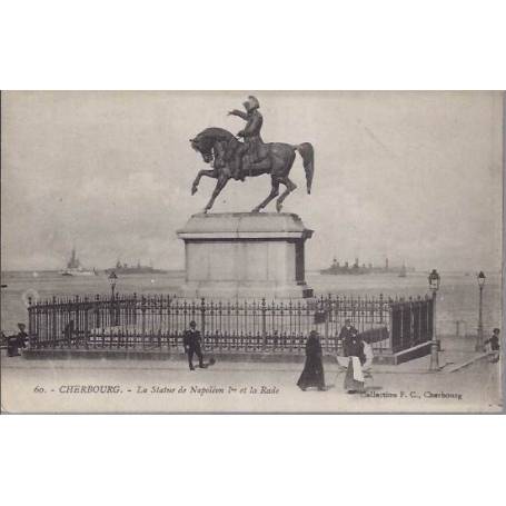 50 - Cherbourg - Statue Napoleon 1er et la rade