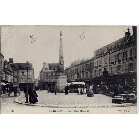 28 - Chartres - La place Marceau - Voyagé - Dos divisé