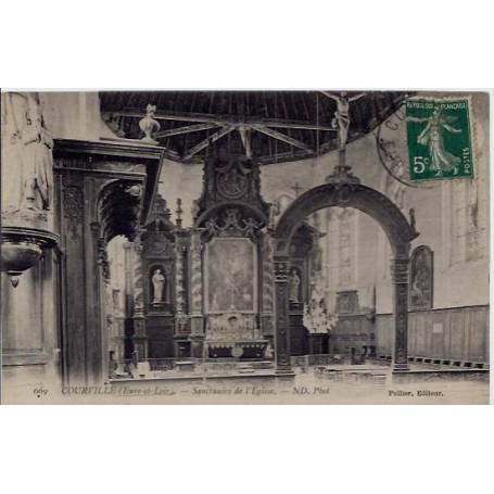 28 - Courville - Sanctuaire de l'église - Voyagé - Dos divisé