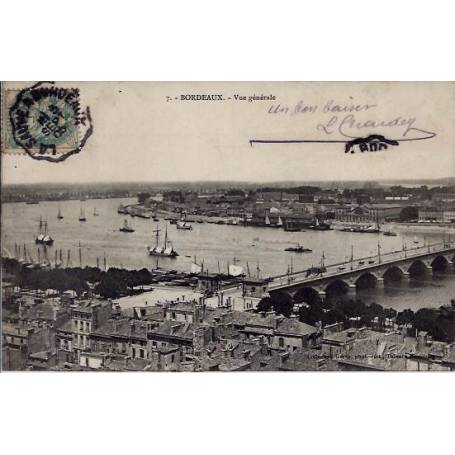 33 - Bordeaux - Vue générale - Voyagé - Dos divisé