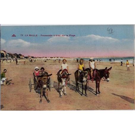 44 - La baule - Promenade à ânes sur la plage -Non voyagé - Dos divisé