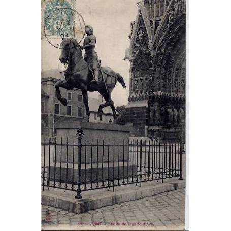 51 - Reims - Statue de Jeanne d'Arc - Voyagé - Dos non divisé