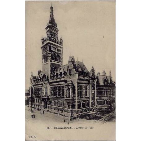 59 - Dunkerque - L'hôtel de ville - Voyagé - Dos divisé