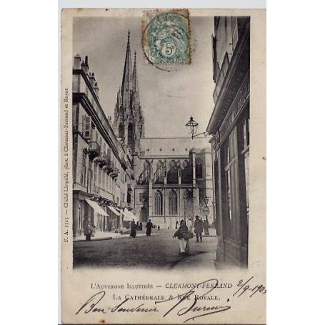 63 - Clermont-Ferrand - La cathédrale et rue Royale - Voyagé - Dos non divisé