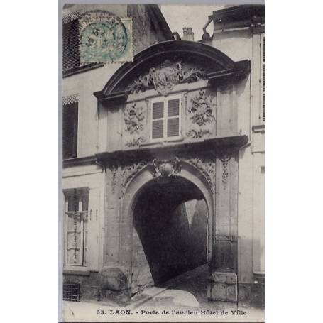 02 - Laon - Porte de l'ancien Hôtel de ville - Voyagé - Dos divisé...